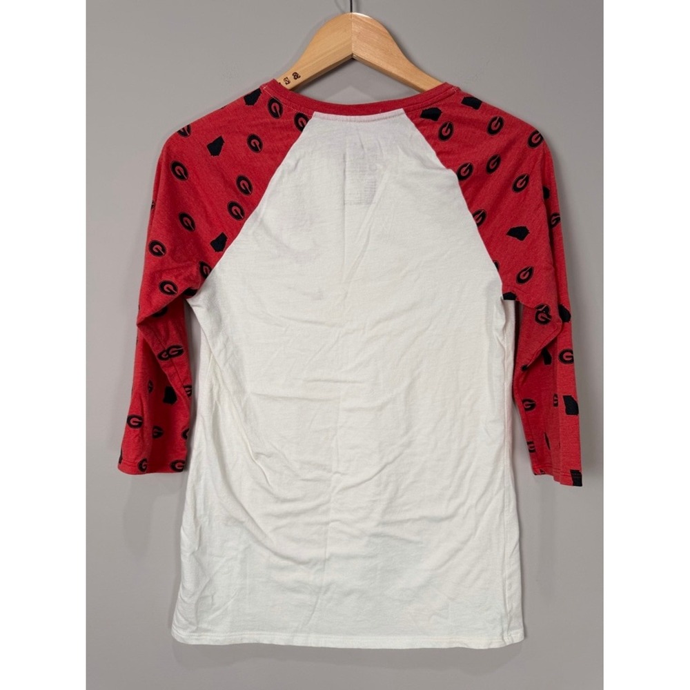 Nike Georgia Bulldogs Rugby‎ Raglan Tee Womens Medium Red White "G" Logo - Picture 3 of 8